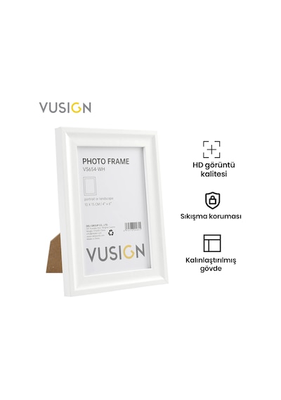 Vusıgn Vs656-wh Mdf Fotoğraf Çerçevesi 15x20 Cm Beyaz Kabartmalı Çerçeve Masaüstü Ve Duvar Askılı