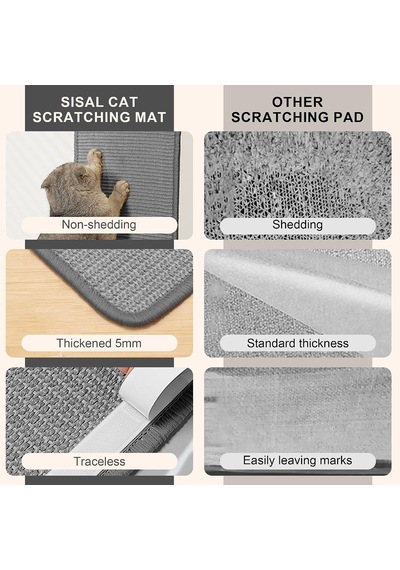 Kedi Tırmalama Matı Sisal, 2 Paket Doğal Sisal Kumaş 23,6 İnç X 15,8 İnç Kedi Tırmalama Pedi, Sevimli Oyun Oyunca