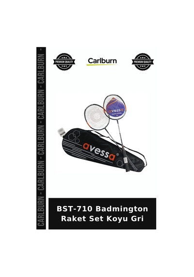 Delux Serisi Bst-710 Badmington Raket Set Koyu Gri Hobi Plaj Bahçe