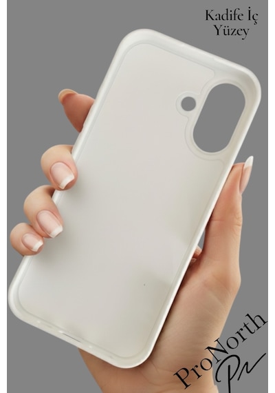 Iphone 16 Uyumlu Kılıf Logolu Lansman Soft Yumuşak Içi Kadife Silikon Kapak Beyaz