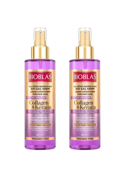 Bioblas Collagen & Keratin Saç Dökülmesine Karşı Sıvı Saç Kremi 2 x 200 ML