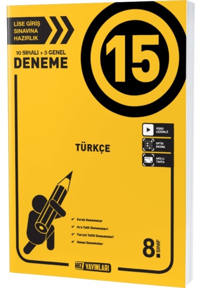 Hız Yayınları 8. Sınıf Türkçe Deneme 15 Li
