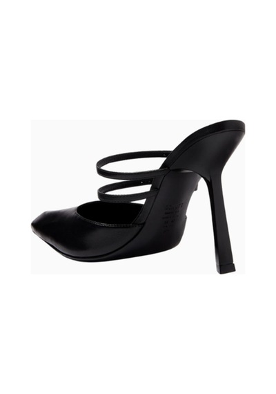Schutz Fresh Boho 105 Mules, Siyah Nappa Deri, Çift Bant Ve 105mm Topuk
