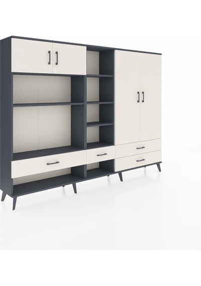 Arges Dolap 12 Raflı 4 Çekmeceli 4 Kapaklı 220x30x163 Antrasit-ay Antrasit-aytaşı Arges Dolap 12 Raflı 4 Çekmeceli 4 Kapaklı 220x30x163 Antrasit-ay Antrasit-aytaşı