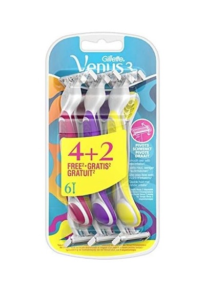 Venus 3 Simply Kullan At Kadın Traş Bıçağı 4+2 Li Renkli