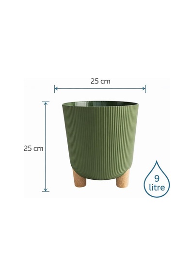 Elf-452 Derin Nostalji Ayaklı Saksı Takımı 9 Litre Yeşil 5 Adet