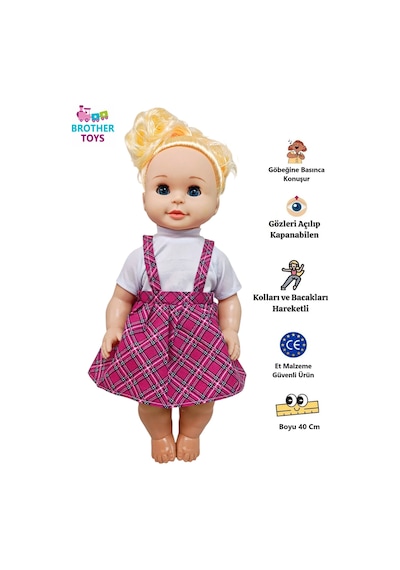 Göbeğine Basınca Konuşan Gözleri Açılıp Kapanabilen Oyuncak Cansu Et Bebek Büyük Boy 40 Cm.