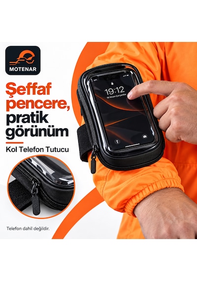 Motenar Kola Takılan Telefon Tutucu 6,7 İnç Siyah Kol Telefon Tutucu
