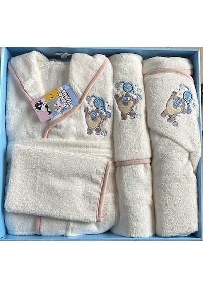 Özdilek Taz Lisanslı Nakışlı Bambu Bebek Bornoz Seti Çok Renkli