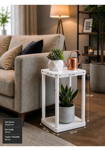 Sakura 2 Katlı Çiçeklik Saksılık Beyaz