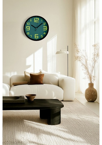 Modern Tasarım Duvar Saati - 25cm - Önü Camlı Siyah Kasa - Sessiz Mekanizma-jh0430 Siyah