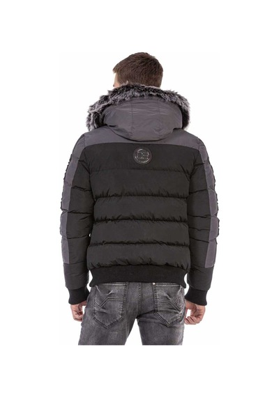 Cipo & Baxx Cm182 Kürklü Çift Renk Şişme Mont Siyah