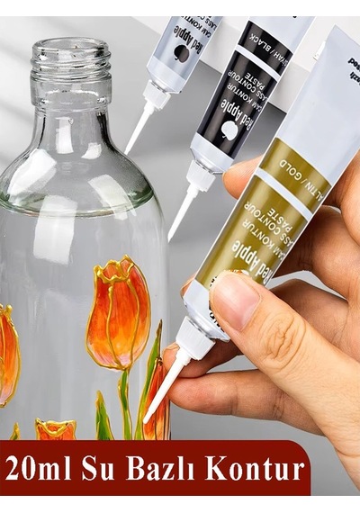 Siyah Kontür Boyası 20 Ml 2 Adet Red Apple Cam Vitray Boyası Kontur Boyası Ana Hatları Çizme Sanatsal Hobi