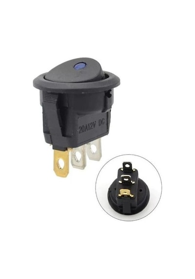 Yuvarlak Nokta Işıklı Anahtar Mavi 12v 3p - 20 Adet