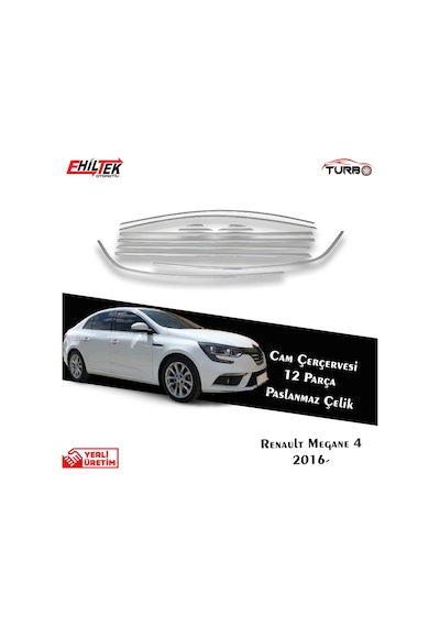 S-Dizayn  Renault Megane 4 Sd Krom Cam Çerçevesi 12 Prç 2016 ve Üzeri