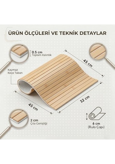 Katlanır Bambu Koltuk Kenarı Tepsisi Mat 32x45 Cm Geniş Kolçak Masası İçecek, Atıştırmalık Ve Tablet Standı Doğal Ahşap 15cm