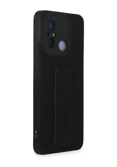 Bezos Redmi 12c Kılıf Mega Standlı Silikon - Siyah Bty
