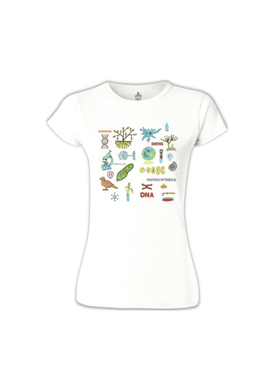 Biyoloji - Dna Beyaz Bayan Tshirt