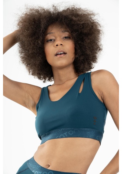 Maraton Active Slimfit Kadın Atlet Yaka Kolsuz Fitness Turkuaz Bra 21972-Turkuaz