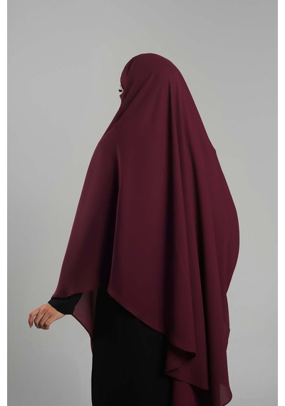 Hürrem Bone Bordo Pratik Hazır Geçmeli Tesettür Eşarp Krep Bağcıklı Sufle Hijab 2313 16 Bordo