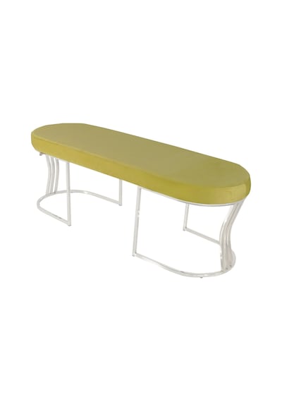 Viego Silver Smooth- Hardal Kapitoneli Model Puf & Bench & Koltuk- Oturak-uzun Makyaj Puff-yatak Odası Ucu &önü