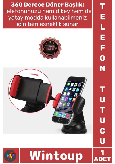 Telefontutucu Sürüş Güveni Navigasyon Destekli Araç İçi Torpido Cam Vakumlu Kısa Boy Telefon Tutucu