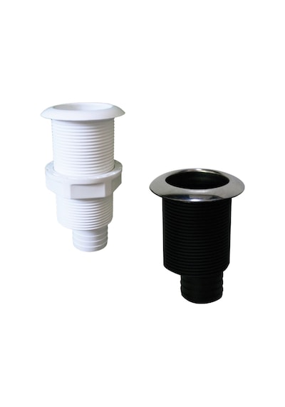 Thru-Hull 1 ½". W/Displaced Hose Barb. 31mm. L87. White