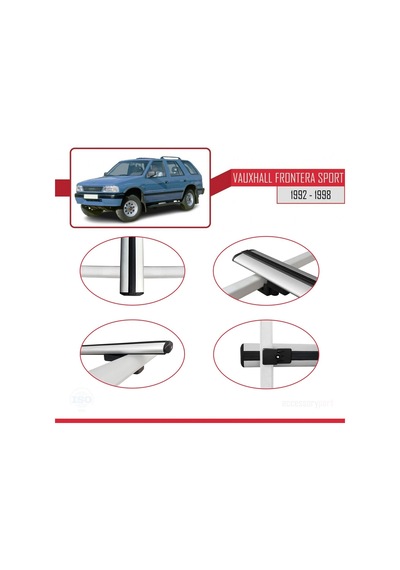 Vauxhall Frontera Sport 1992-1998 Arası İle Uyumlu Basic Model Ara Atkı Tavan Barı Gri 3 Adet