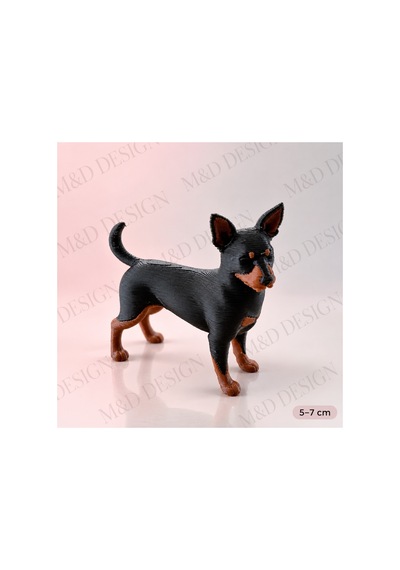 3d Baskı Mini Köpek Figürü Siyah Kahverengi Dekoratif Biblo 5-7 Cm