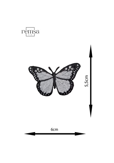 Ütü Ile Yapışan Arma - Patch - Kelebek Modeli Gri 6cm X 5,5cm 2 Adet - 507978566