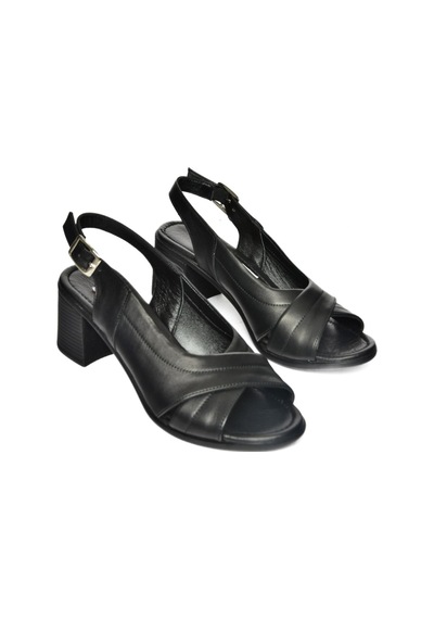 Fox Shoes P555452203 Siyah Hakiki Deri Kalın Topuklu Kadın Ayakkabı Siyah