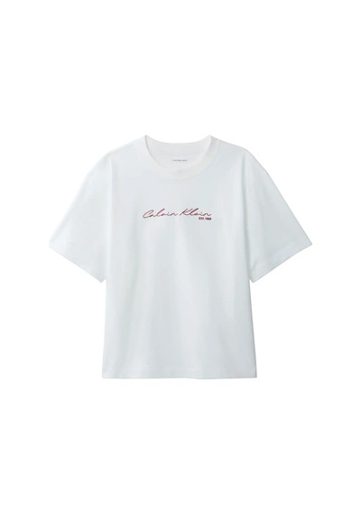 Calvin Klein Ss Graphıc Boxy Tee, Yaf, Xs Beyaz Kadın T-shirt