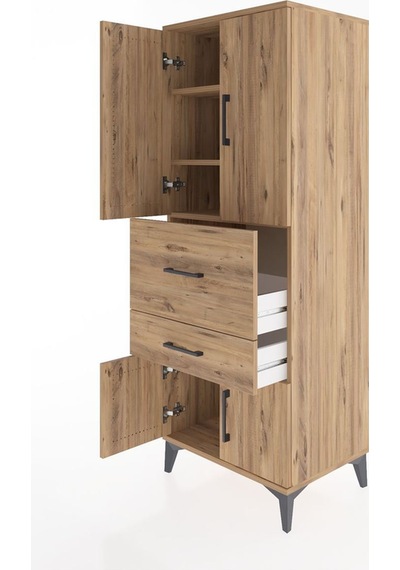 Hyperion Dolap 3 Raflı 2 Çekmeceli 4 Kapaklı 60x44x163 Çam-çam Atlas Çam