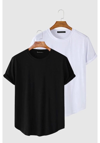 2'li Erkek Oval Kesim Basic Fit Pis Yaka Salaş T-shirt Karışık