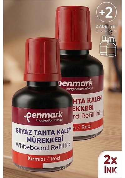 Kırmızı Yazı Tahta Kalemi Mürekkebi 30 Ml 2 Adet Penmark Tahta Kalemi Mürekkepi Kolay Silinebilir Doldurulabilir Canlı