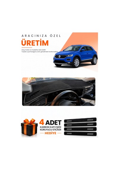 Volkswagen T-roc 2017-2023 Uyumlu Torpido Koruma Örtüsü Oto Kılıfı - Siyah