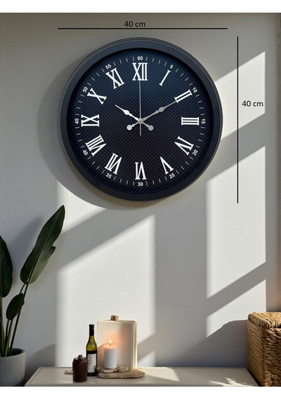 Luxury Black 40 Cm Metal Duvar Saati Diğer