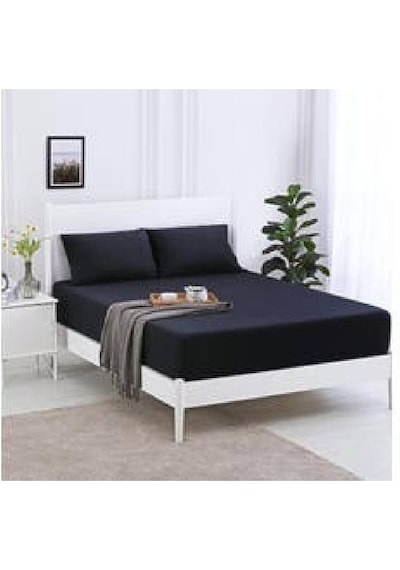 Lionas Stella Flavo %100 Pamuk Tek Kişilik Luxury Lastikli Çarşaf Seti Siyah 100x200+30cm Siyah