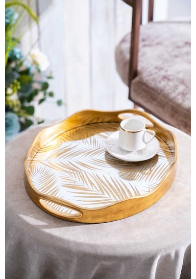 Acar Cha-07498/4 Vega 2'li Gold Cam Tepsi - 43.5/37.5 Cm Gold