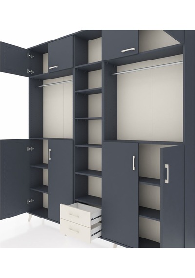 Arges Dolap 14 Raflı 2 Çekmeceli 2 Askılı 220x30x243 Antrasit-antrasit/aytaşı Antrasıt/aytası Arges Dolap 14 Raflı 2 Çekmeceli 2 Askılı 220x30x243 Antrasit-antrasit/aytaşı Antrasıt/aytası