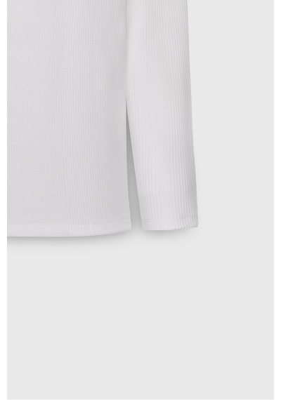 AC&Co / Altınyıldız Classics  Erkek Ekru Pamuklu Slim Fit Dar Kesim Bisiklet Yaka Jakarlı Esnek Tişört Ekru