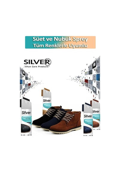 Silver Süet ve Nubuk Yenileyici Sprey Boya Su İtici Etkili Natural 200ML Beyaz