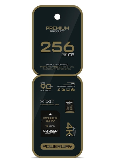 Powerway Premium 256 Gb Sdxc Uhs Class 4k Ultra Hızlı Hafıza Kartı + Adaptör
