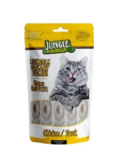 4 Adet Jungle Kedi Krema Ödül Maması Tavuklu 5 Li 14 Gr
