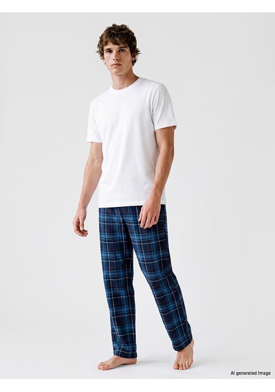 LC Waikiki Lc Waıkıkı Petrol Regular Fit Ekose Erkek Pijama Altı