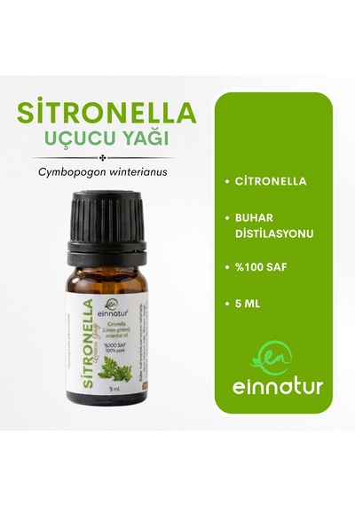 Sitronella Citronella Uçucu Yağı, 5 Ml, %100 Saf, C. Winterianus Essential Oil, Limon Çimeni