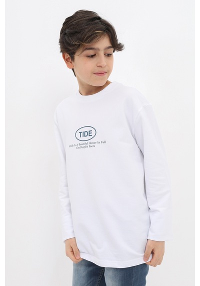 Toontoy Kids Toontoy Erkek Çocuk Baskılı Sweatshirt Beyaz