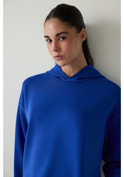 Penti Saks Silky Feel Kapüşonlu Slogan Baskılı Sweatshirt