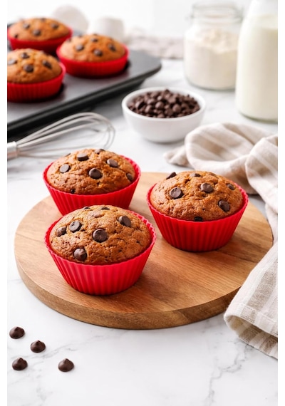 Tr Silikon Muffin Kalıbı, Düz 6'li Paket Isıya Dayanıklı Yapışmaz 2 Diğer