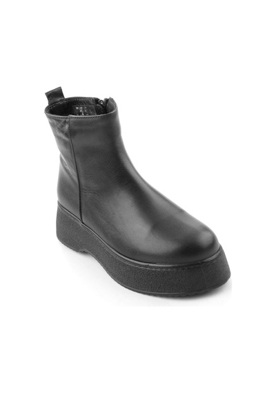 Siyah Hakiki Deri Kadın Bot & Bootie K02586042203